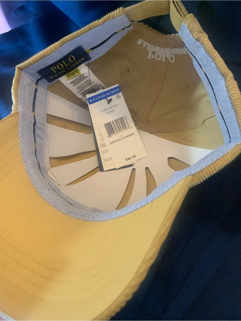 Ralph Lauren Corduroy Baseball Cap in Tan - Picture 8 of 8